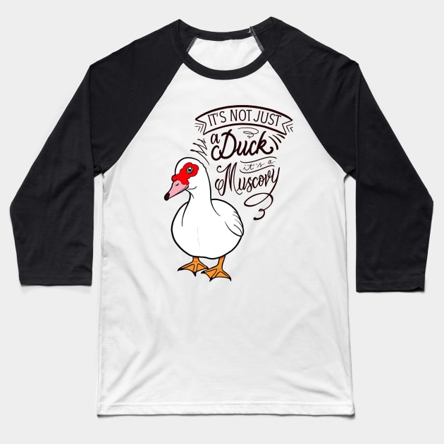 It’s not just a duck, it’s a Muscovy Baseball T-Shirt by Jurassic Ink